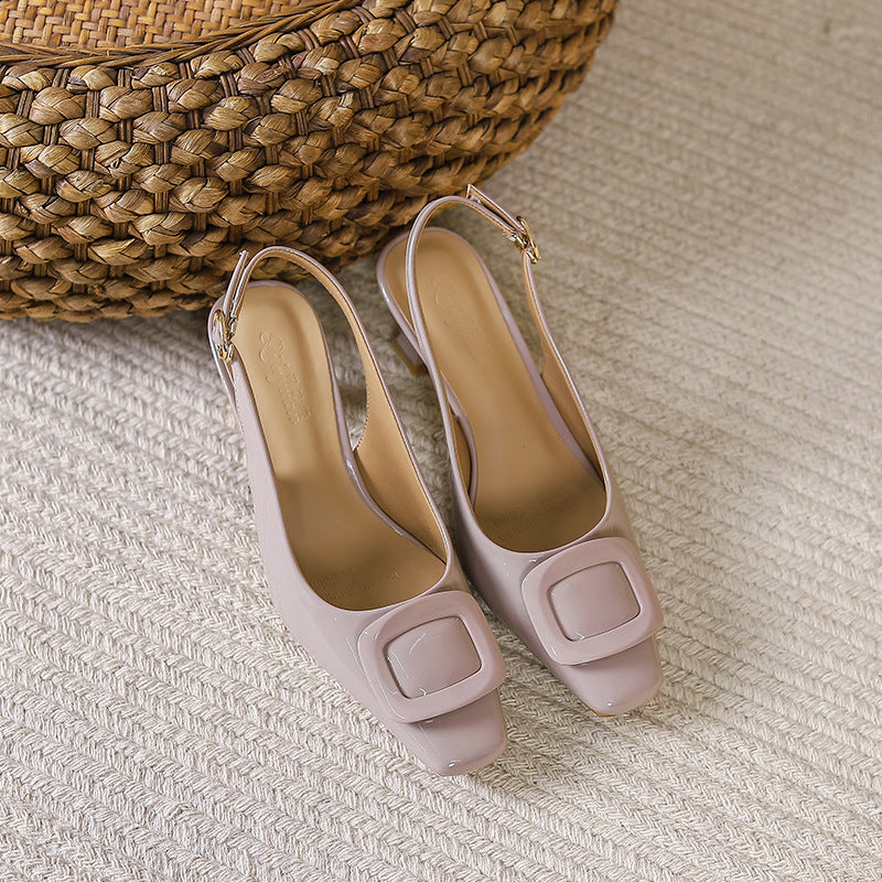 Damen Slingback-Pumps mit quadratischer Schuhspitze und modischem Riemendesign