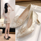 Damen elegante spitze Ballerinas mit floraler Applikation