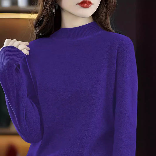 Damen Hochwertiger Pullover mit Stehkragen aus feinem Strick R&B