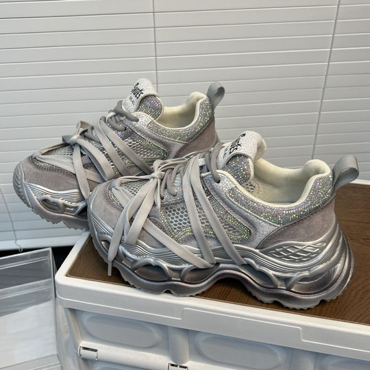 Damen Sportliche Chunky Sneakers mit funkelnden Applikationen und innovativem Dämpfungssystem R&B