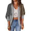 Damen lässige Strickjacke mit buntem Patchwork-Design und weitem Schnitt R&B
