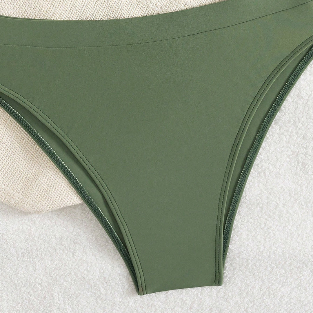 Damen Push-Up Bikini mit gerafftem Oberteil und hohem Bund R&B