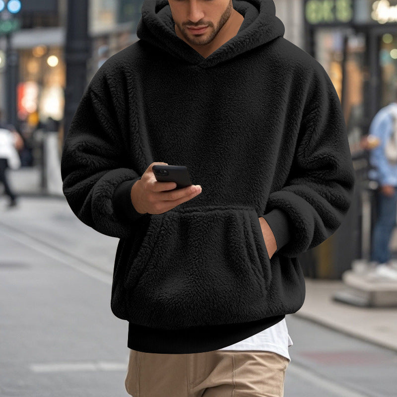 Herren übergroßer Fleece-Hoodie mit Kängurutasche und gemütlichem Schnitt R&B