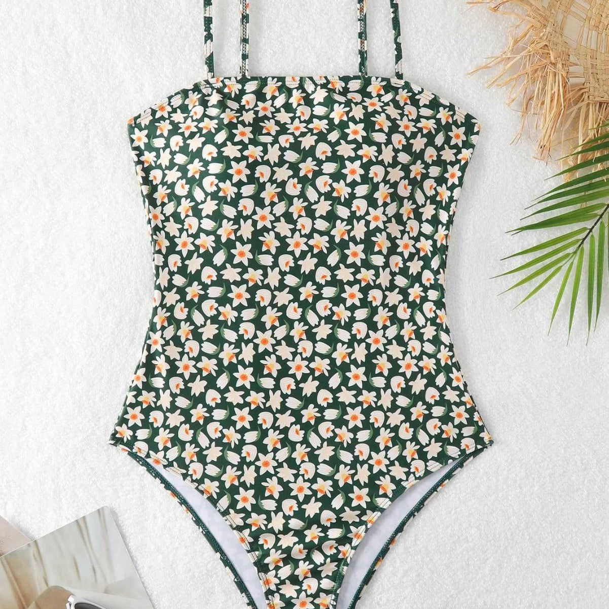Damen Einteiliger Badeanzug mit floralem Design und verstellbaren Trägern R&B