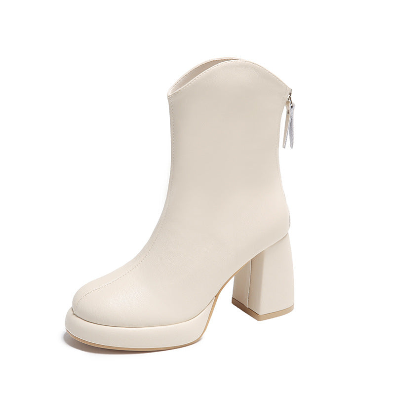 Damen eleganter und edler Ankle Boot mit blockiertem Absatz und Reißverschluss R&B