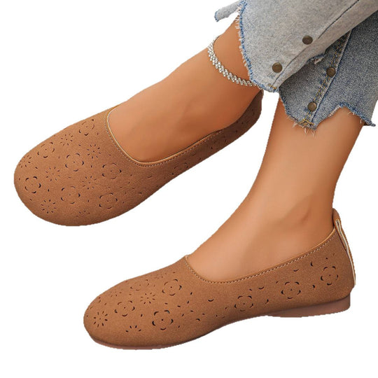 Damen bequeme Slipper mit luftiger Blumenperforation R&B