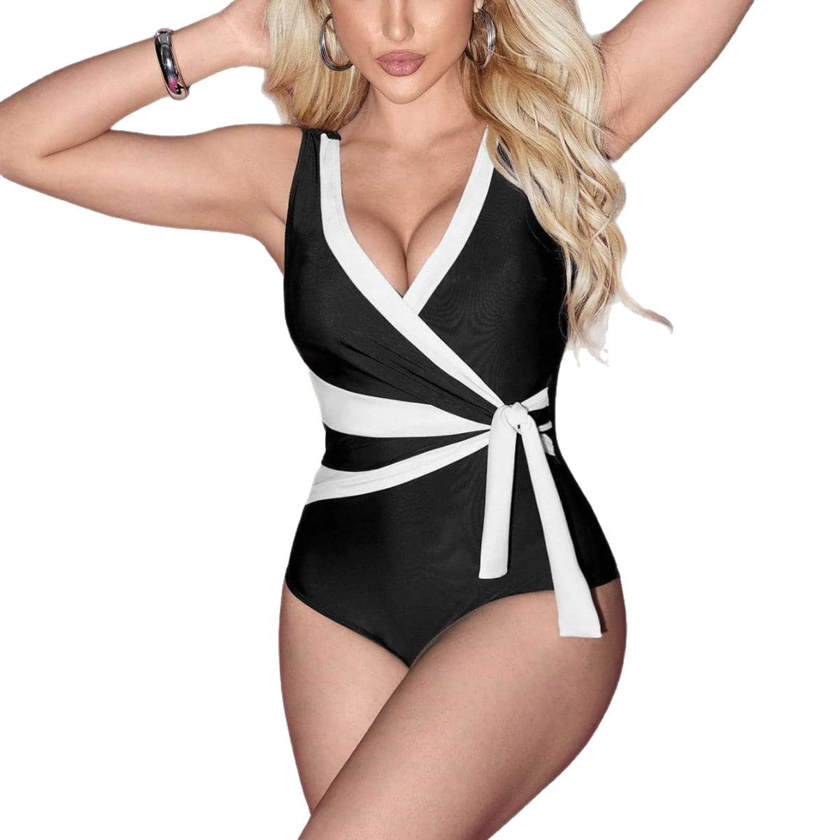 Damen Einteiliger Badeanzug mit elegantem Wickel-Design R&B