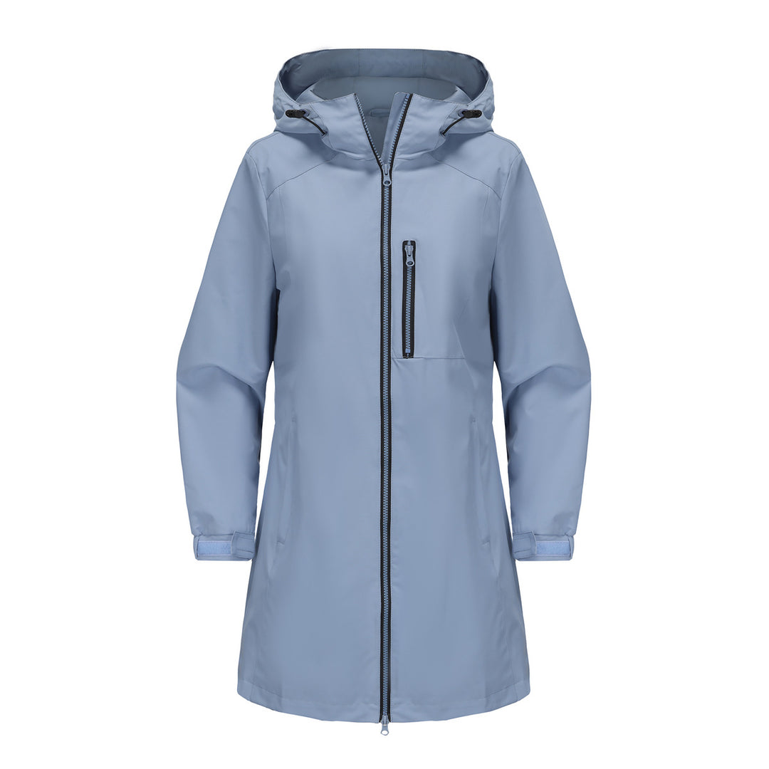 Damen modische Regenjacke mit Kapuze und praktischen Taschen R&B