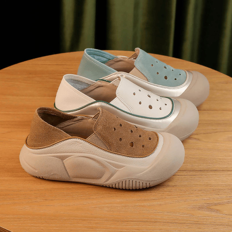 Damen modische Slip-On-Crocks mit atmungsaktiver Mesh-Oberfläche und rutschfester Sohlenkonstruktion R&B