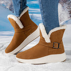 Damen gefütterte Winterstiefel mit modischer Schnallenapplikation und rutschfester Sohle R&B