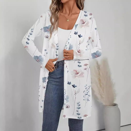 Damen Blütenmotiv Cardigan mit weitem Schnitt R&B
