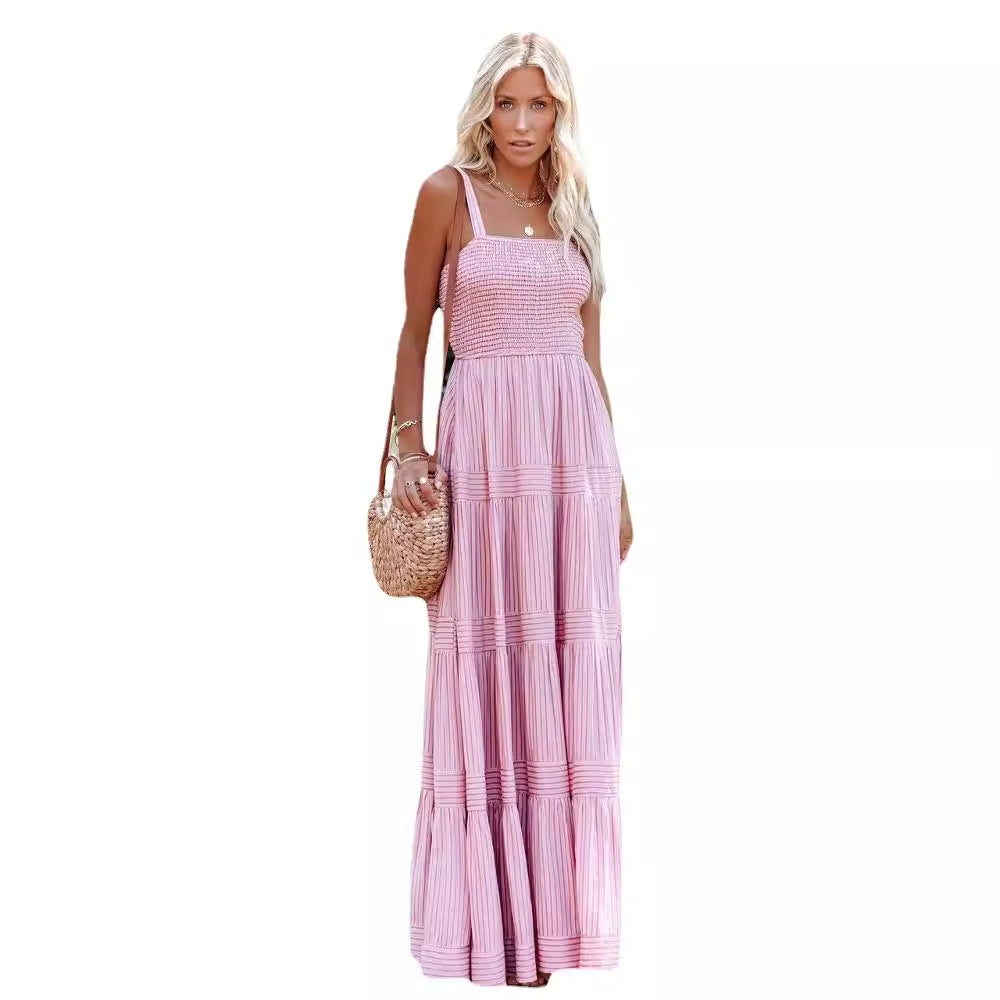 Damen Maxikleid mit leichtem Rüschenstil und elastischem Bustier R&B