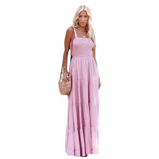Damen Maxikleid mit leichtem Rüschenstil und elastischem Bustier R&B