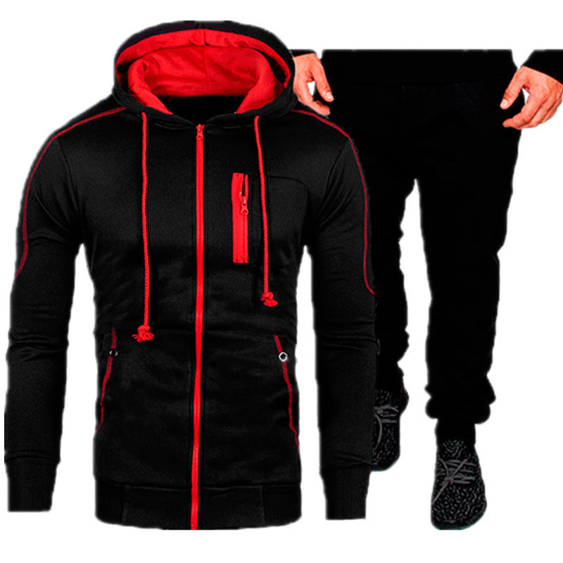 Herren sportliches Kapuzenjacken- und Jogginghosen-Set R&B