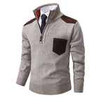 Herren eleganter Pullover mit halbhohem Kragen und feinen Kontrastdetails R&B