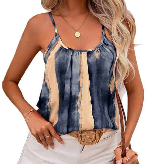 Damen Tanktop mit modischem Batikdesign und verführerischem U-Boot-Ausschnitt Heidi-Mode