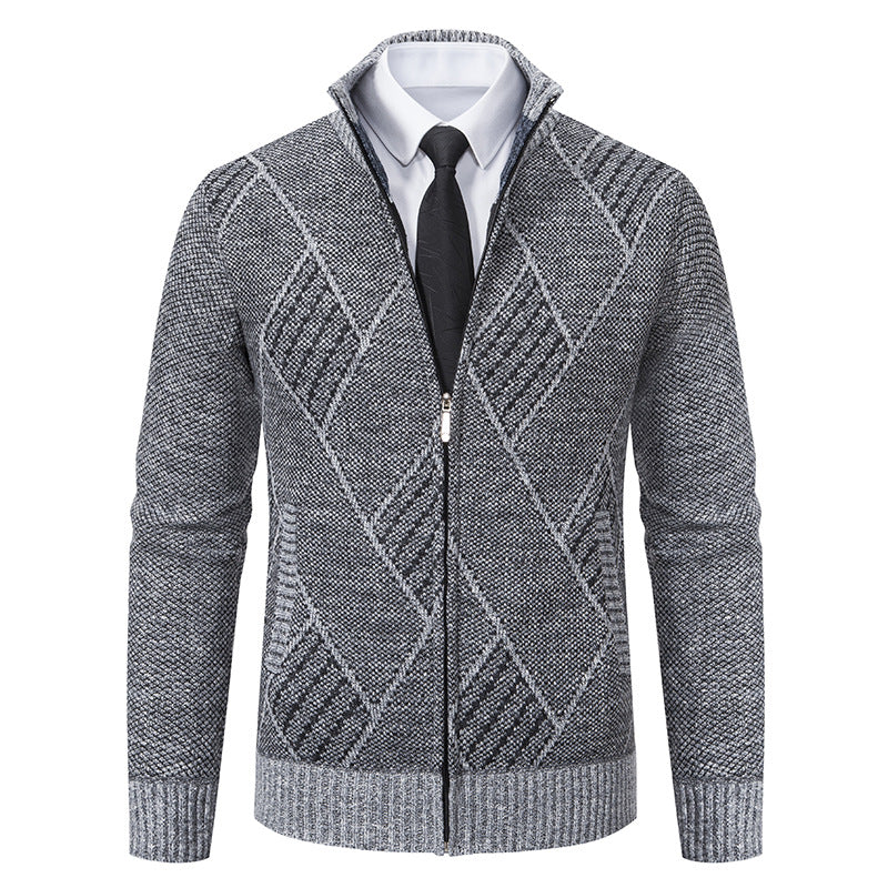 Herren modische Strickjacke mit hochabschließendem Kragen und stilvollem Zipper