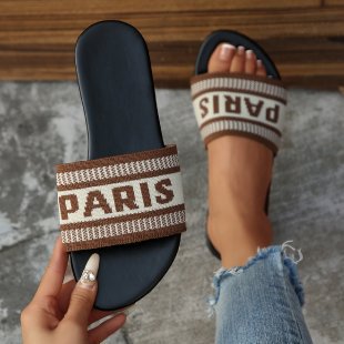 Damen Stylish Slide-Sandalen mit modischem Schriftzug R&B