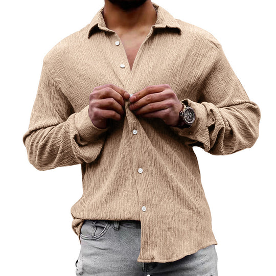 Herren lässiges Langarmhemd mit strukturierter Oberfläche R&B