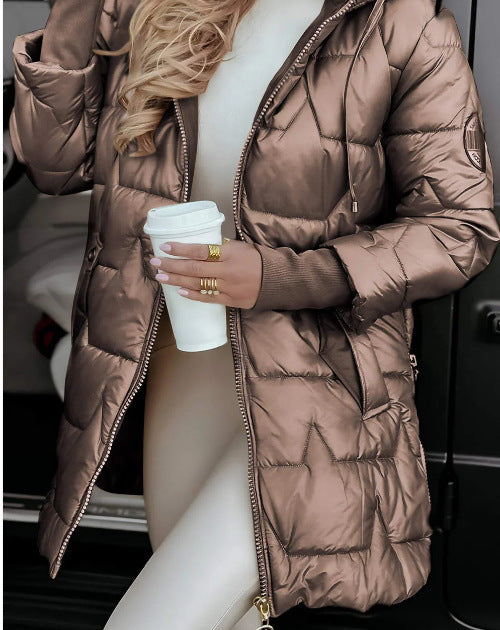 Damen Steppparka mit Kapuze und praktischen Taschen R&B