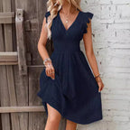 Damen Wickelkleid mit ausgefallenen Rüschendetails