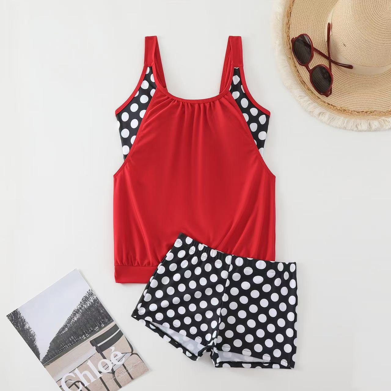 Damen Sportlicher Tankini mit Polka-Dot-Design R&B