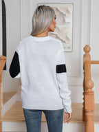 Damen Strickpullover mit modernen Kontrasten und Zopfmuster R&B