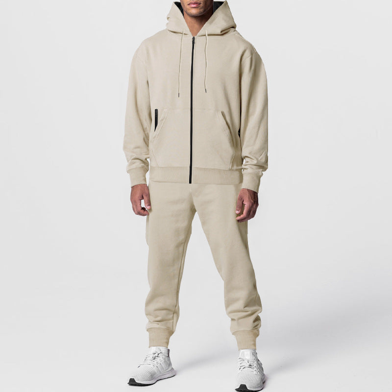 Herren nan urbanes Reißverschluss‑Hoodie mit Kängurutasche und konisch zulaufender Jogginghose Set R&B