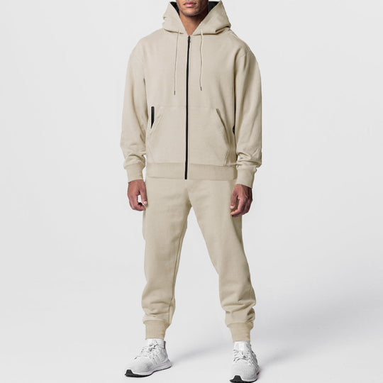 Herren nan urbanes Reißverschluss‑Hoodie mit Kängurutasche und konisch zulaufender Jogginghose Set R&B