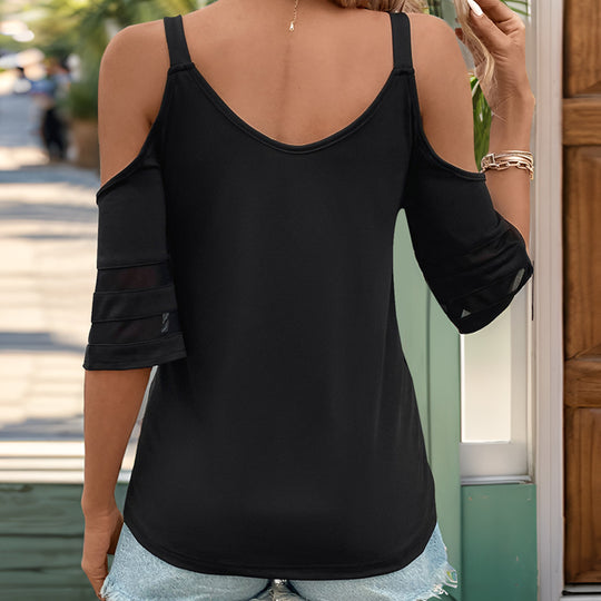 Damen Top mit schulterfreier Gestaltung und elegantem Reißverschluss R&B