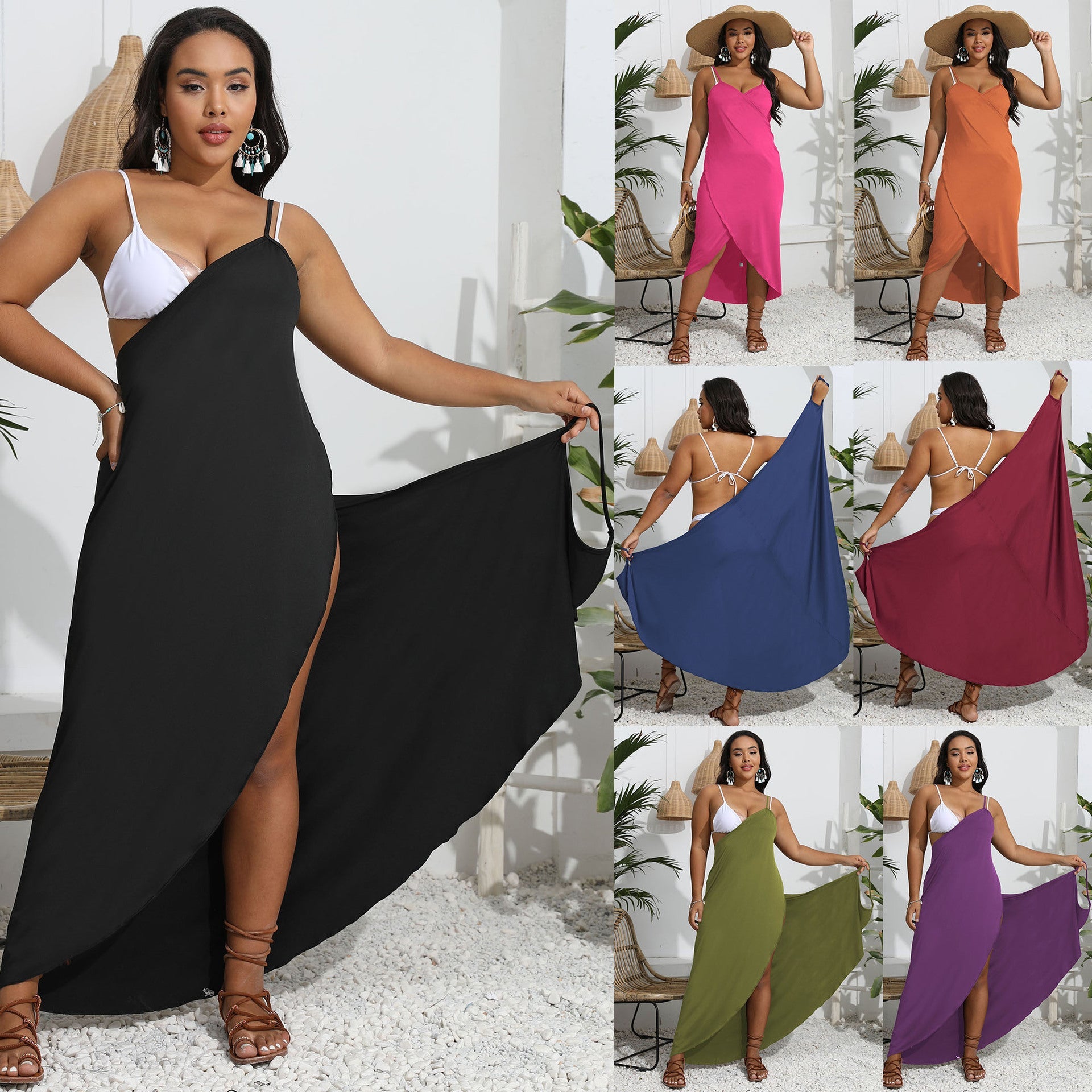Damen Maxi-Kleid mit angesagtem Wickeldesign R&B