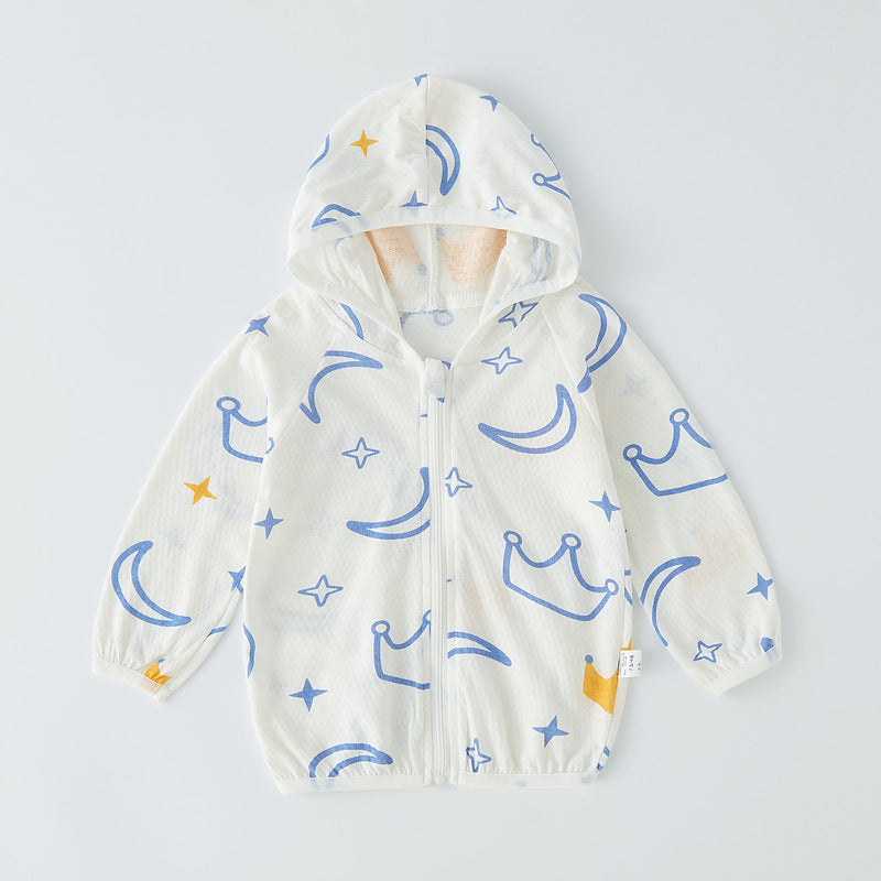 Unisex nan leichte atmungsaktive Kapuzen-Zip-Jacke aus Musselin für Babys mit Hasenmotiv R&B