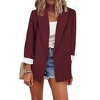 Damen nan legerer Oversize Blazer mit dreiviertelärmeln und kontrastmanschetten R&B