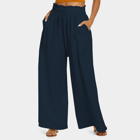 Damen Weite Sommerhose mit elastischem Bund und Raffungsdetails R&B