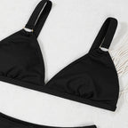 Damen Triangel-Bikini-Set mit elegantem Ringdetail und verstellbaren Trägern R&B