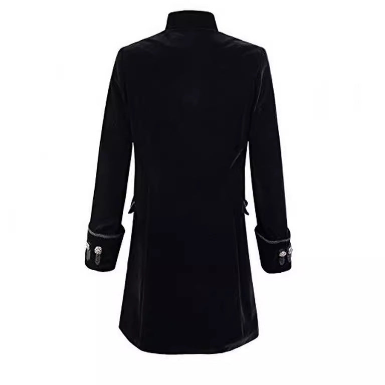 Damen eleganter Samtmantel mit dekorativen Knöpfen R&B