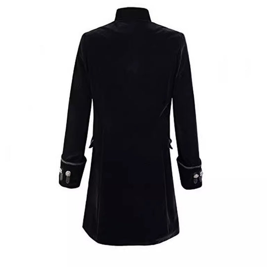 Damen eleganter Samtmantel mit dekorativen Knöpfen R&B