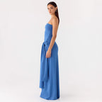 Damen Strapless Maxikleid mit elegantem Wickeldetail R&B