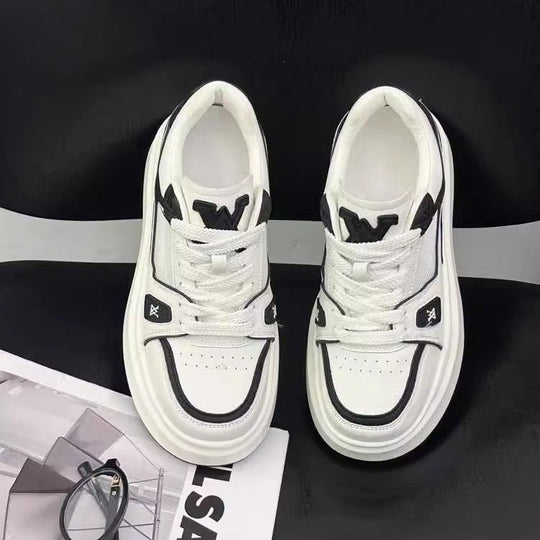 Damen sportive Sneakers mit doppelter Sohle und Kontrastnähten R&B