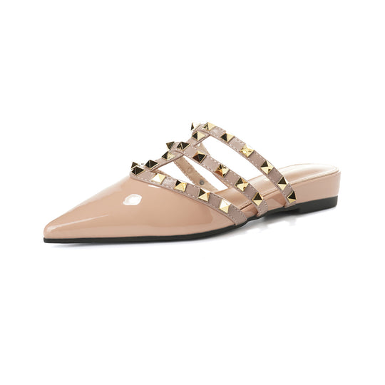 Damen Mules mit eleganten Nieten und spitzem Zehenbereich R&B