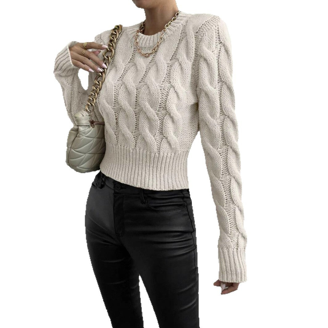 Damen Grobstrick Pullover mit Zopfmuster R&B