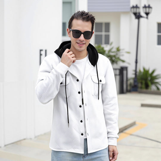 Herren modische Hybrid-Jacke mit abnehmbarer Kapuze und praktischen Taschen R&B