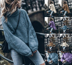 Damen Grobstrickpullover mit weitem Schnitt und modischem Rollkragen R&B