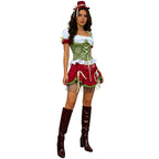 Damen nan kurzes Dirndl Trachtenkleid mit Schnürcorsage, Spitzenkragen und gerafftem Rock R&B