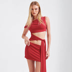Damen Trendiges Minikleid mit asymmetrischen Cut-Outs und Wickelband R&B