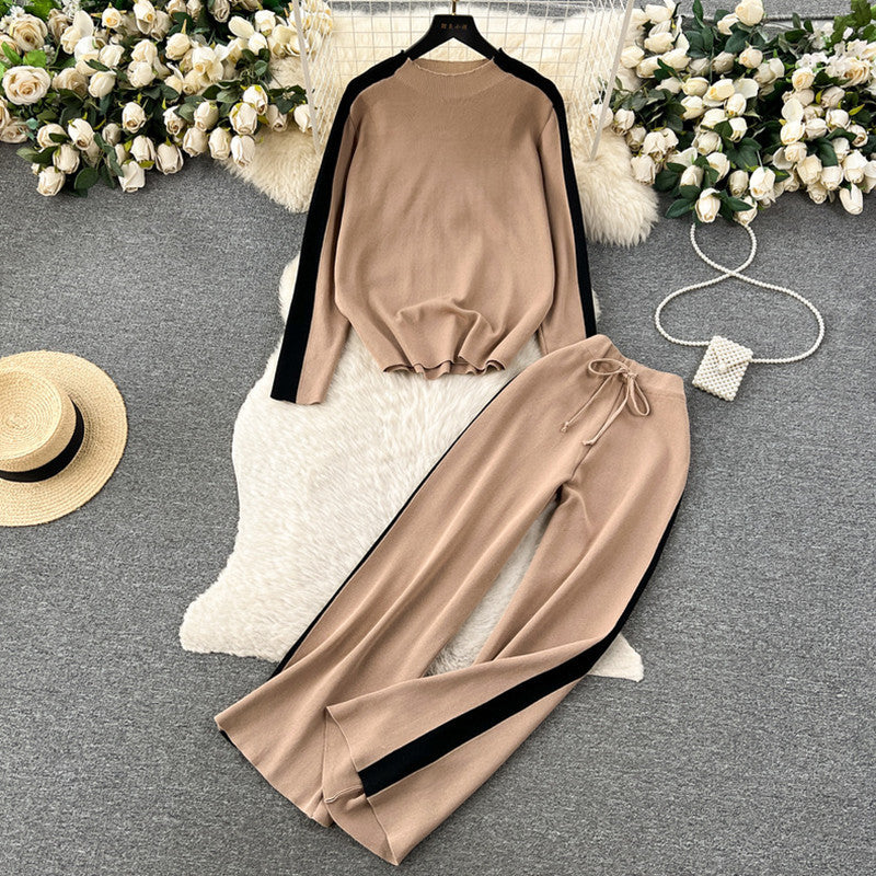 Damen sportliches Lounge-Set mit kontrastierenden Seiteneinsätzen R&B
