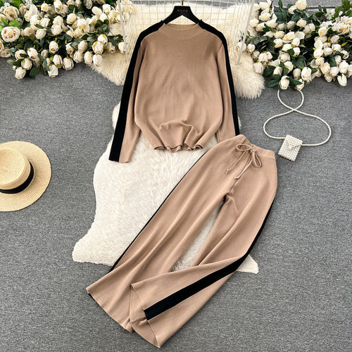 Damen sportliches Lounge-Set mit kontrastierenden Seiteneinsätzen R&B