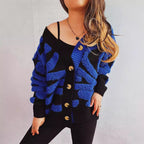 Damen Grobstrickjacke mit dekorativem Mustermix und eleganten Knopfdetails R&B