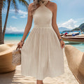 Damen Midikleid mit Schickem Asymmetrischem Design und Plissiertem Rock R&B