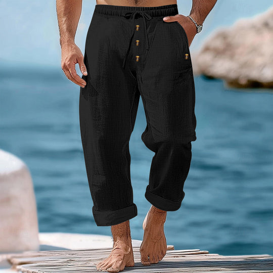 Herren lockere Strandhose mit verstellbarem Kordelzug und praktischen Seitentaschen R&B